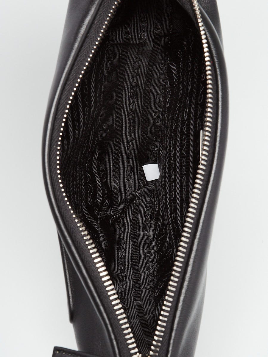 PRADA セール★ 1NE039 Prada Black Grace Lux Leather Triangle Pouch Bag 1NE039