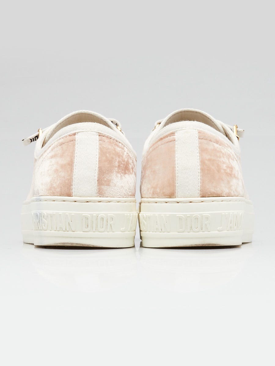 Christian Dior Pink Velvet Low Top Walk'N'Dior Sneakers Size