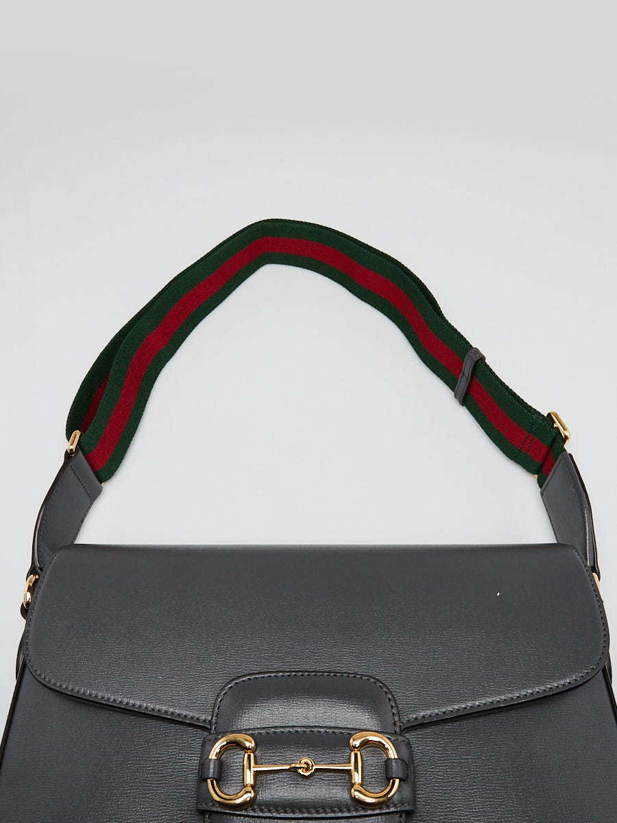 Gucci Grey Leather 1955 Horsebit Large Shoulder Bag
