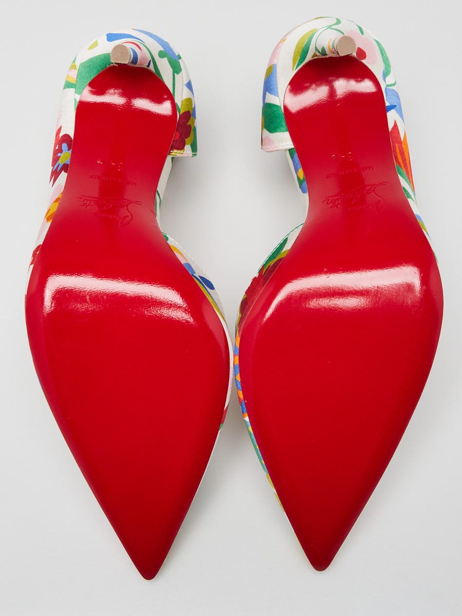 Christian Louboutin White/Multicolor Crepe Floral Iriza 100