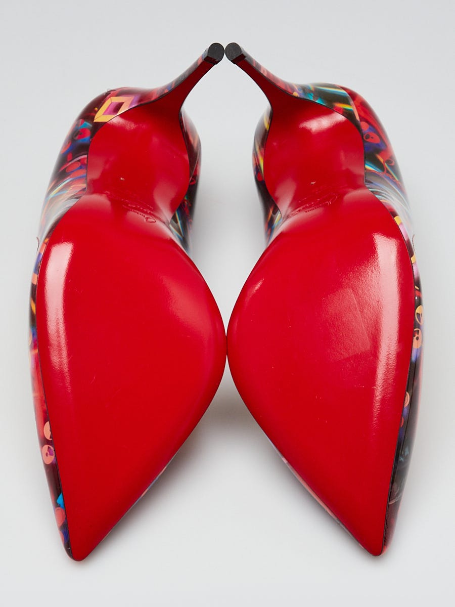 Christian Louboutin Multicolor Patent Leather Discolaser Hot Chick 100 Pumps Size 4.5/35