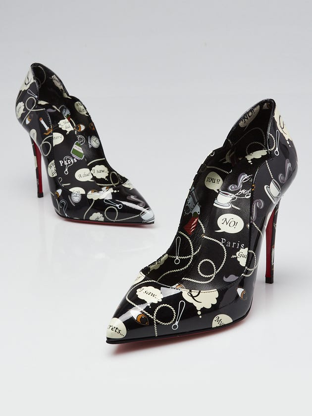 Christian Louboutin Black Patent Leather Weapons Hot Chick 100 Pumps Size 4/34.5