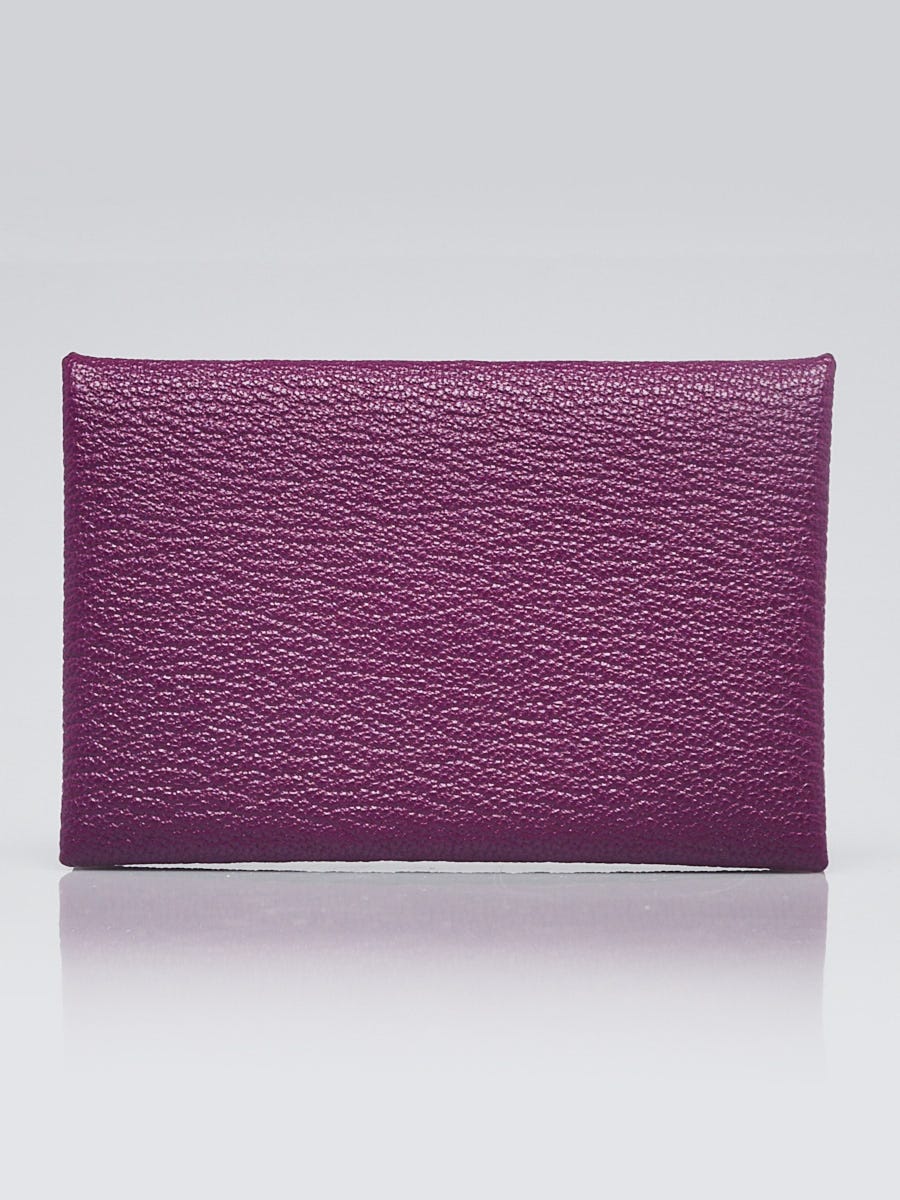 Hermes Anemone Chevre Mysore Leather Calvi Card Case | Yoogi's Closet