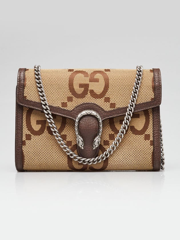 Gucci Beige/Ebony Jumbo GG Canvas Mini Dionysus Wallet-On-Chain Bag