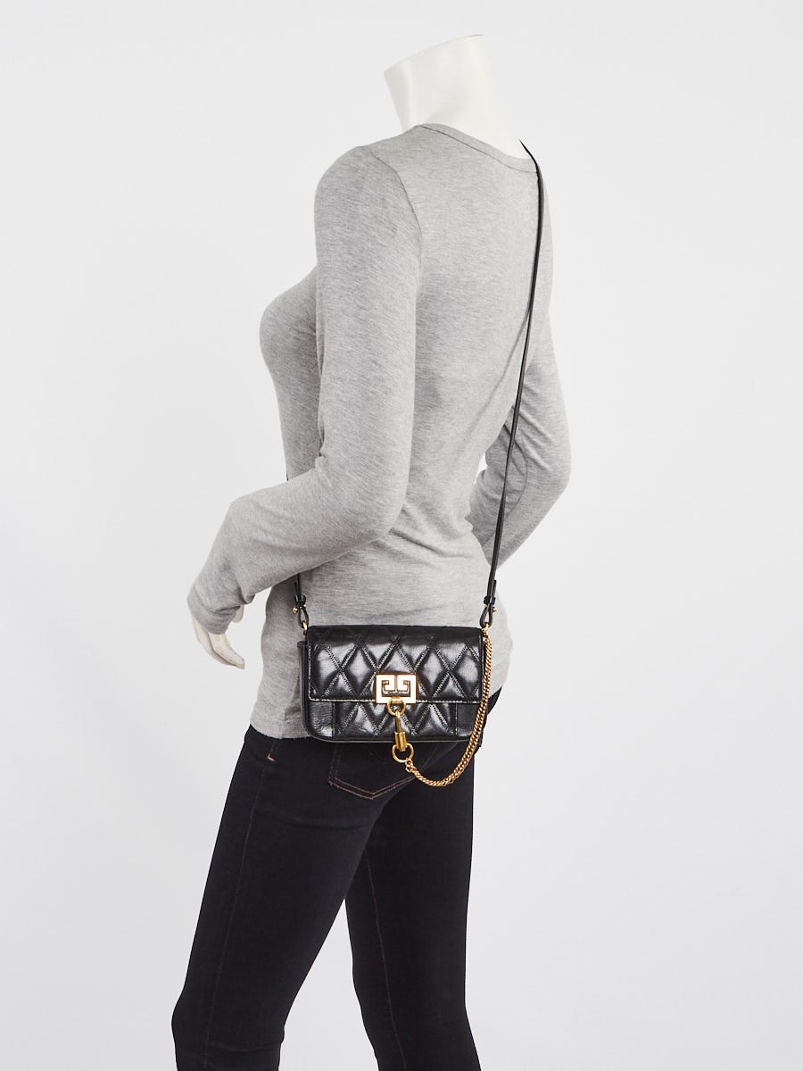 Givenchy Black Quilted Leather GV3 Crossbody Bag