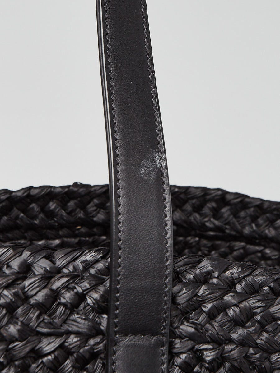 Yves Saint Laurent Black Raffia/Leather Panier Medium