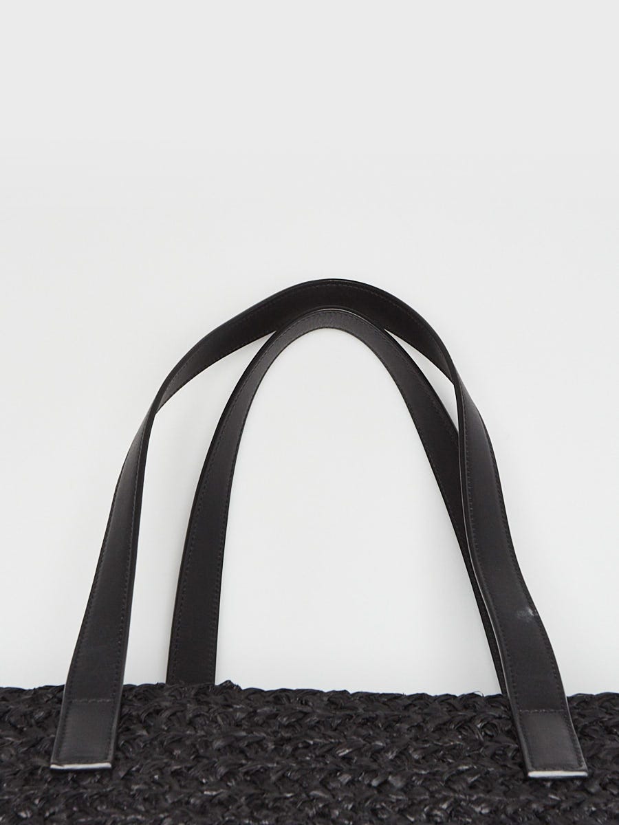 Yves Saint Laurent Black Raffia/Leather Panier Medium