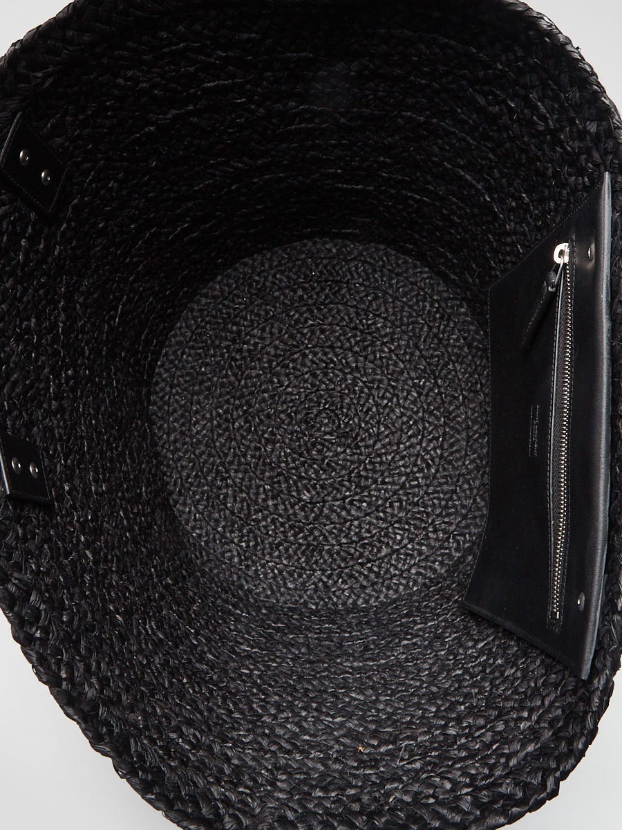 Yves Saint Laurent Black Raffia/Leather Panier Medium