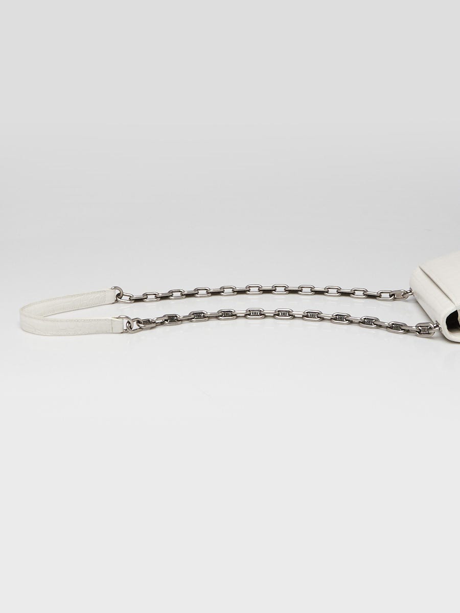 Balenciaga White Croc Embossed Calfskin Leather Gossip XS
