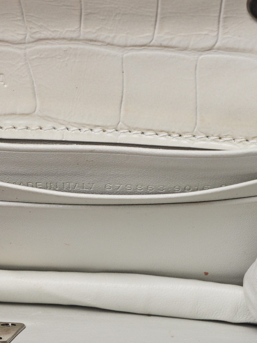 Balenciaga White Croc Embossed Calfskin Leather Gossip XS