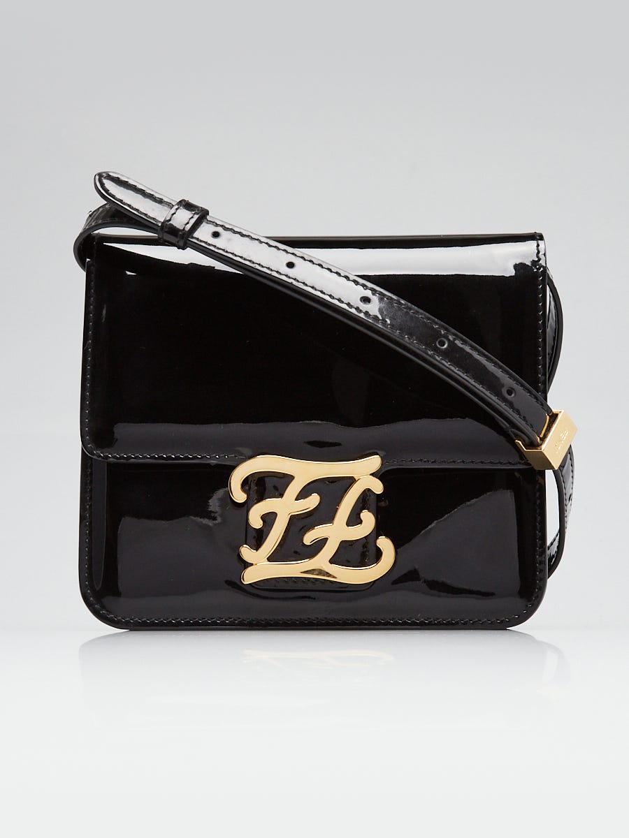 Fendi fashion black patent leather bag