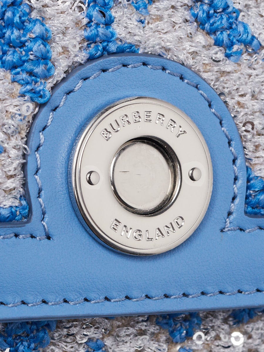 Burberry Cornflower Blue/White Leather/Fabric/Sequin Top Handle