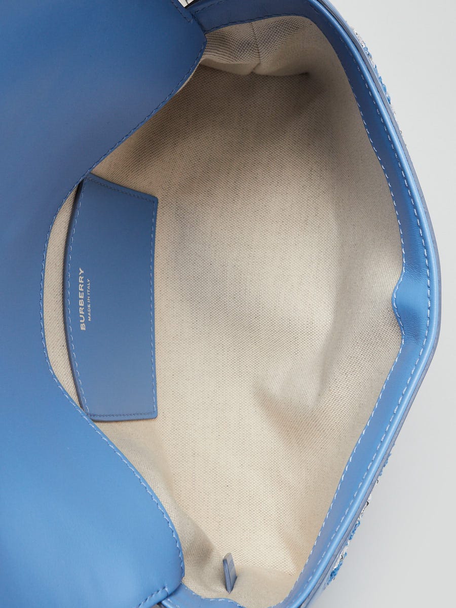 Burberry Cornflower Blue/White Leather/Fabric/Sequin Top Handle