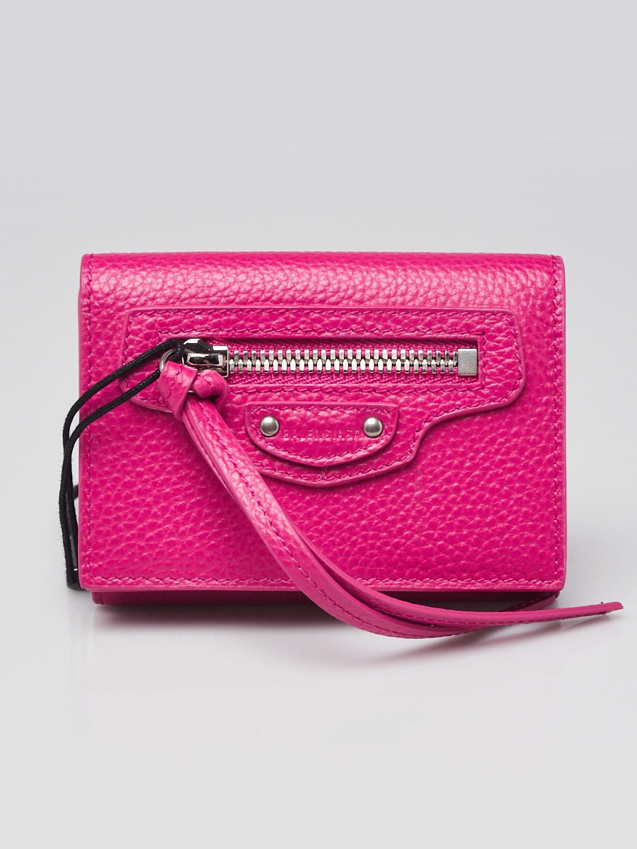 Balenciaga Rose Berlingot Lambskin Leather Tri Fold Compact Wallet RichardyoungonlineShops s Closet