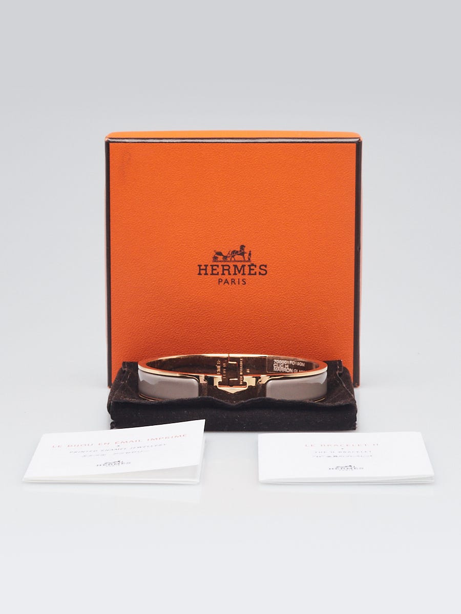 Hermes Marron Glace Enamel Gold Plated Clic-Clac H GM Narrow