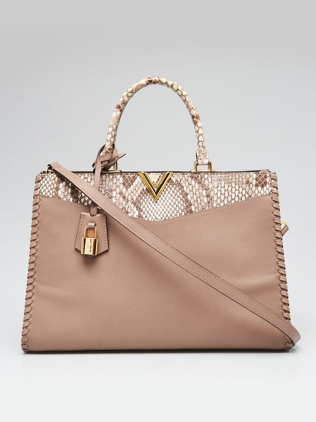 Louis Vuitton Beige Leather and Python Very Zipped Bag