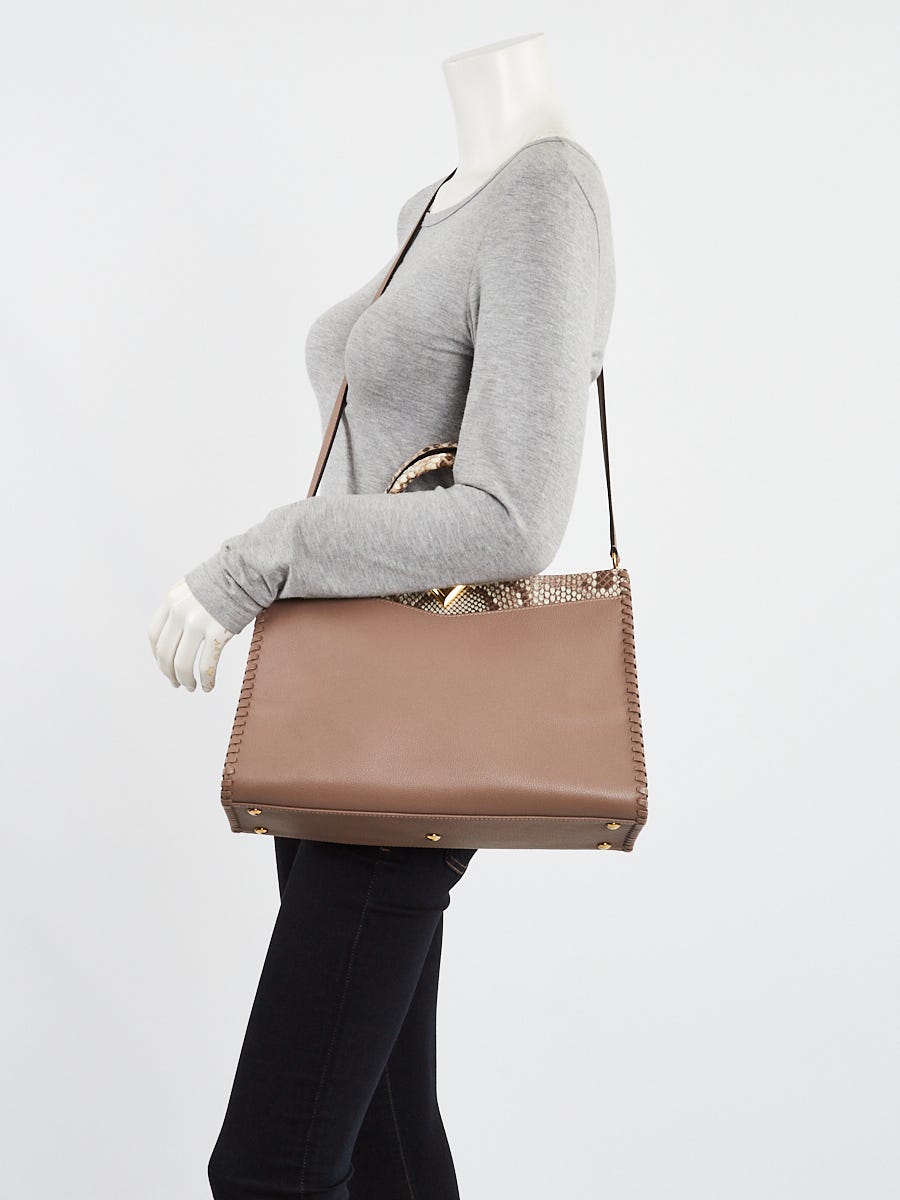 Louis Vuitton Beige Leather and Python Very Zipped Bag