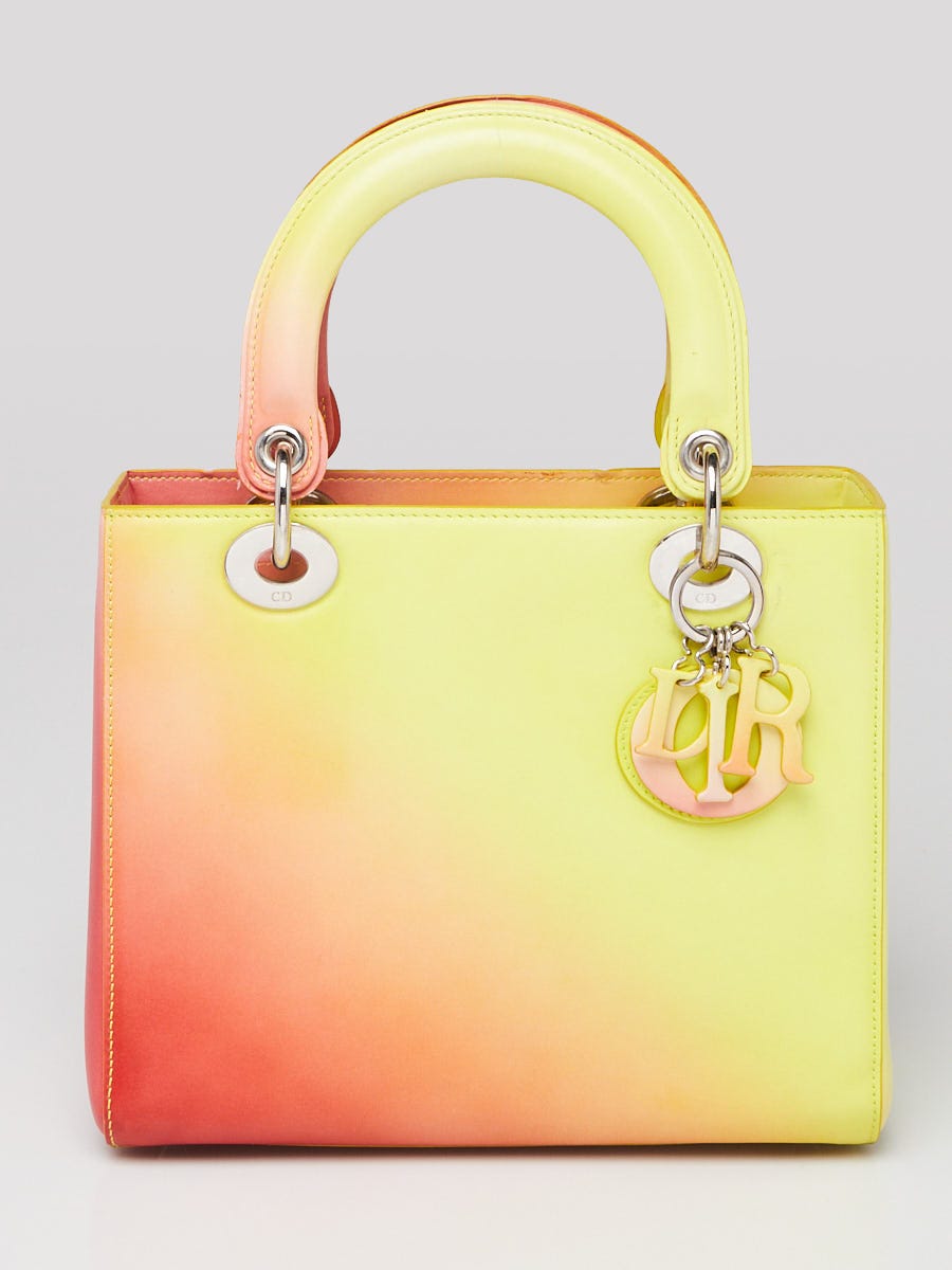 Christian Dior Yellow Orange Ombre Leather Medium Lady Dior Bag w o Strap Yoogi s Closet