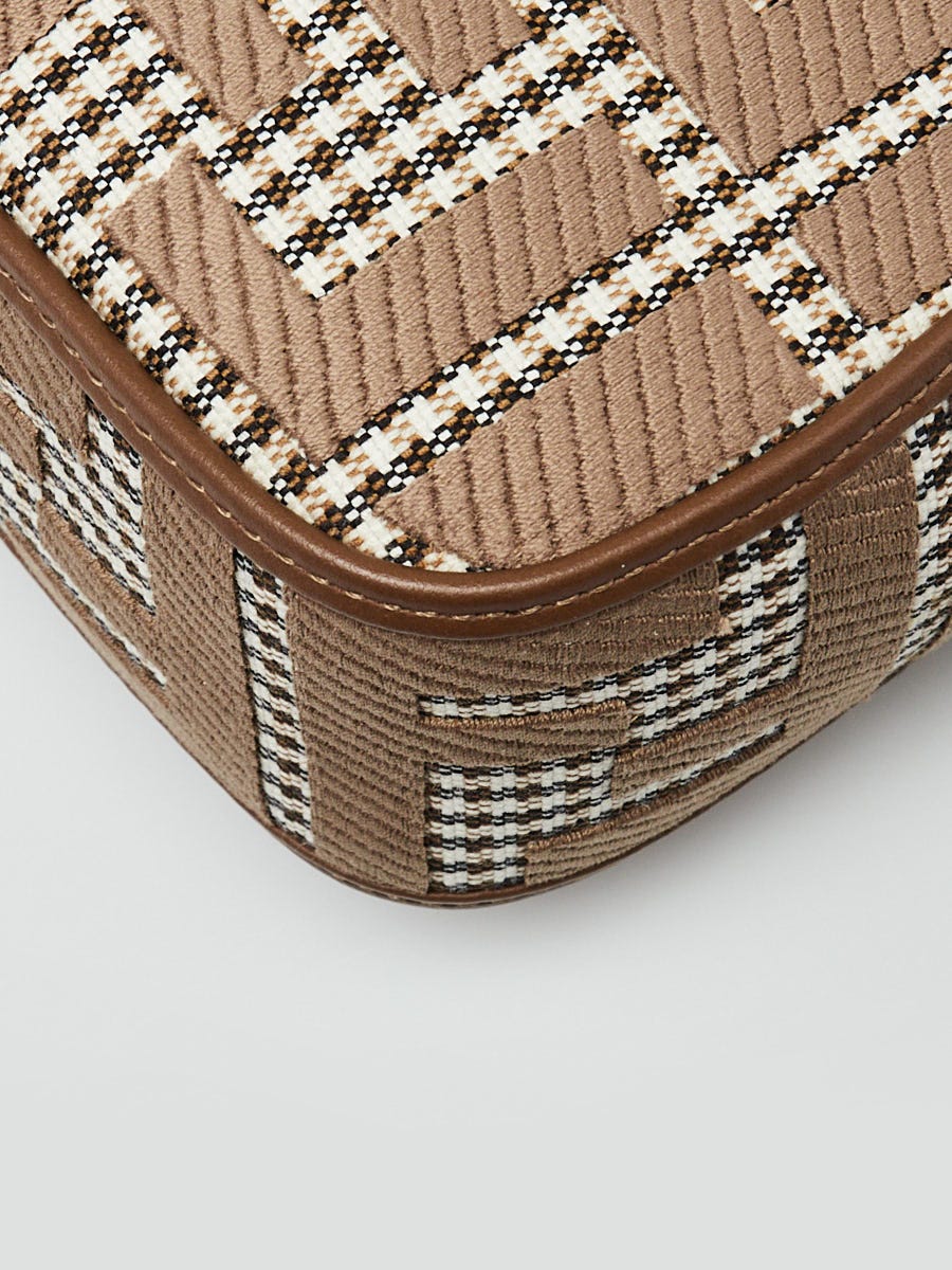 Fendi Beige/Moro FF Embroidered Canvas Baguette Crossbody