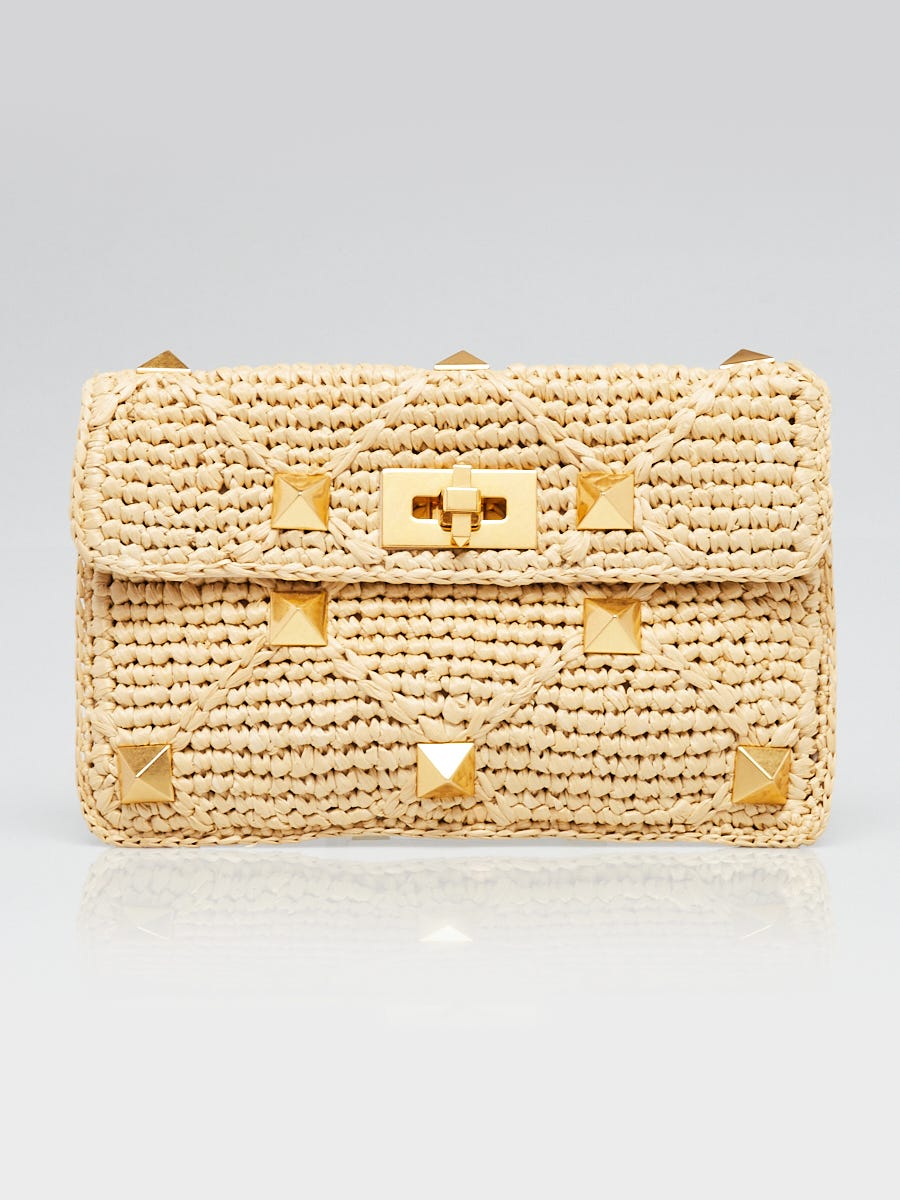 VALENTINOのかごバック♪★ ROMAN STUD BAG★ ラフィア VALENTINO】ローマンスタッズ ラフィア バケット かごバッグ
