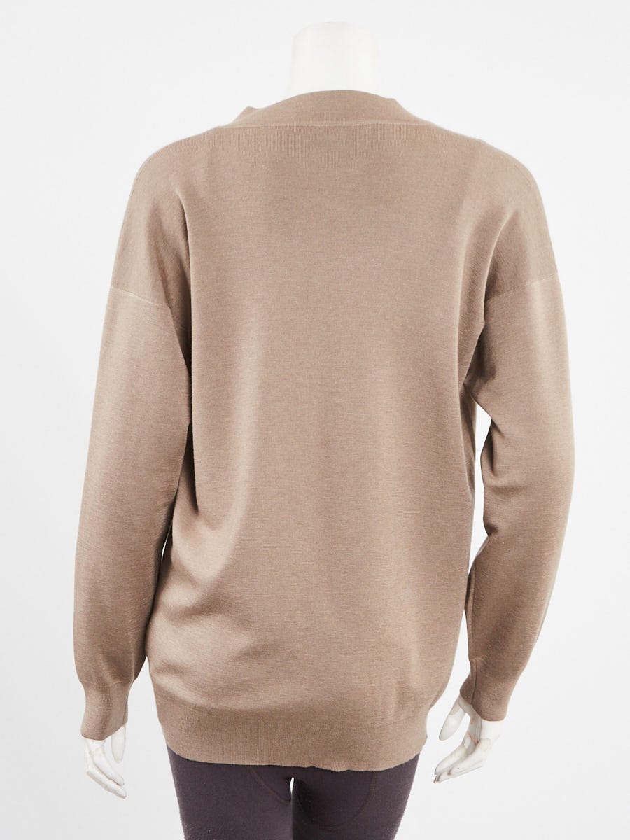Hermes Beige Esquisse Silk/Cashmere Cardigan Sweater Size 34 Hermes Beige Esquisse Silk/Cashmere Cardigan Sweater Size 34