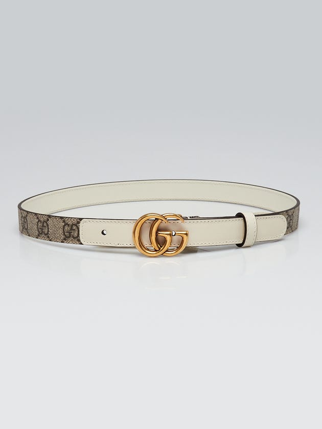 Gucci Beige/White Supreme Coated Canvas Double G Thin Belt Size 70/28