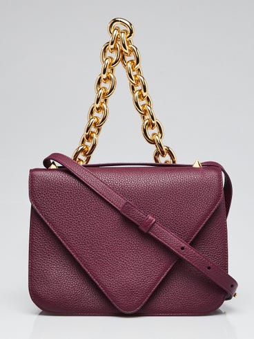 Bottega Veneta Purple Grained Leather Mount Chain Small Envelope Crossbody Bag