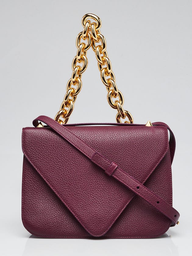Bottega Veneta Purple Grained Leather Mount Chain Small Envelope Crossbody Bag