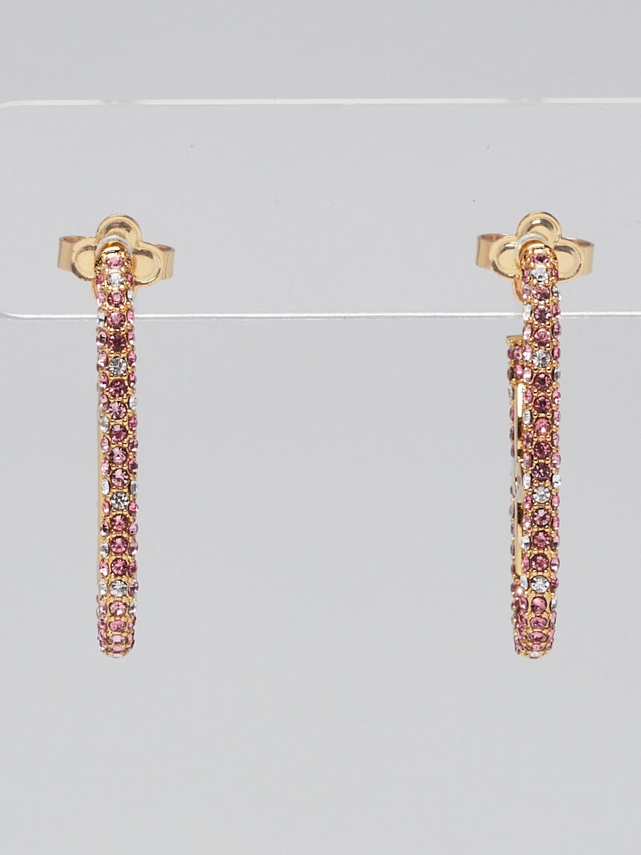 Louis Vuitton Pink Crystal My LV Chain Hoop Earrings