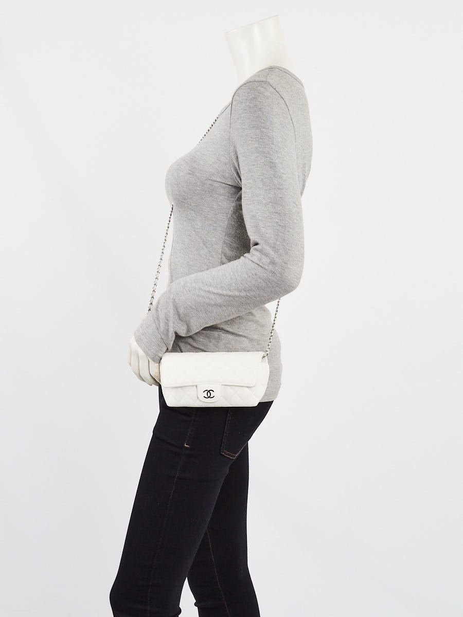 Chanel White Quilted Caviar Leather Sunglass Case on Chain Bag