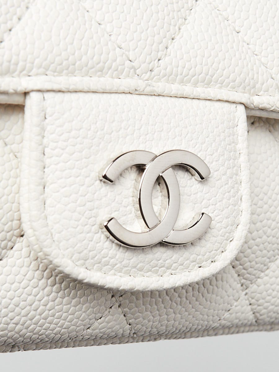 Chanel White Quilted Caviar Leather Sunglass Case on Chain Bag