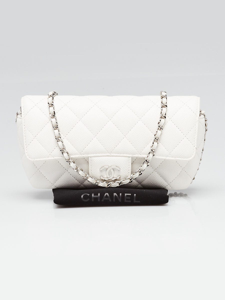 Chanel White Quilted Caviar Leather Sunglass Case on Chain Bag