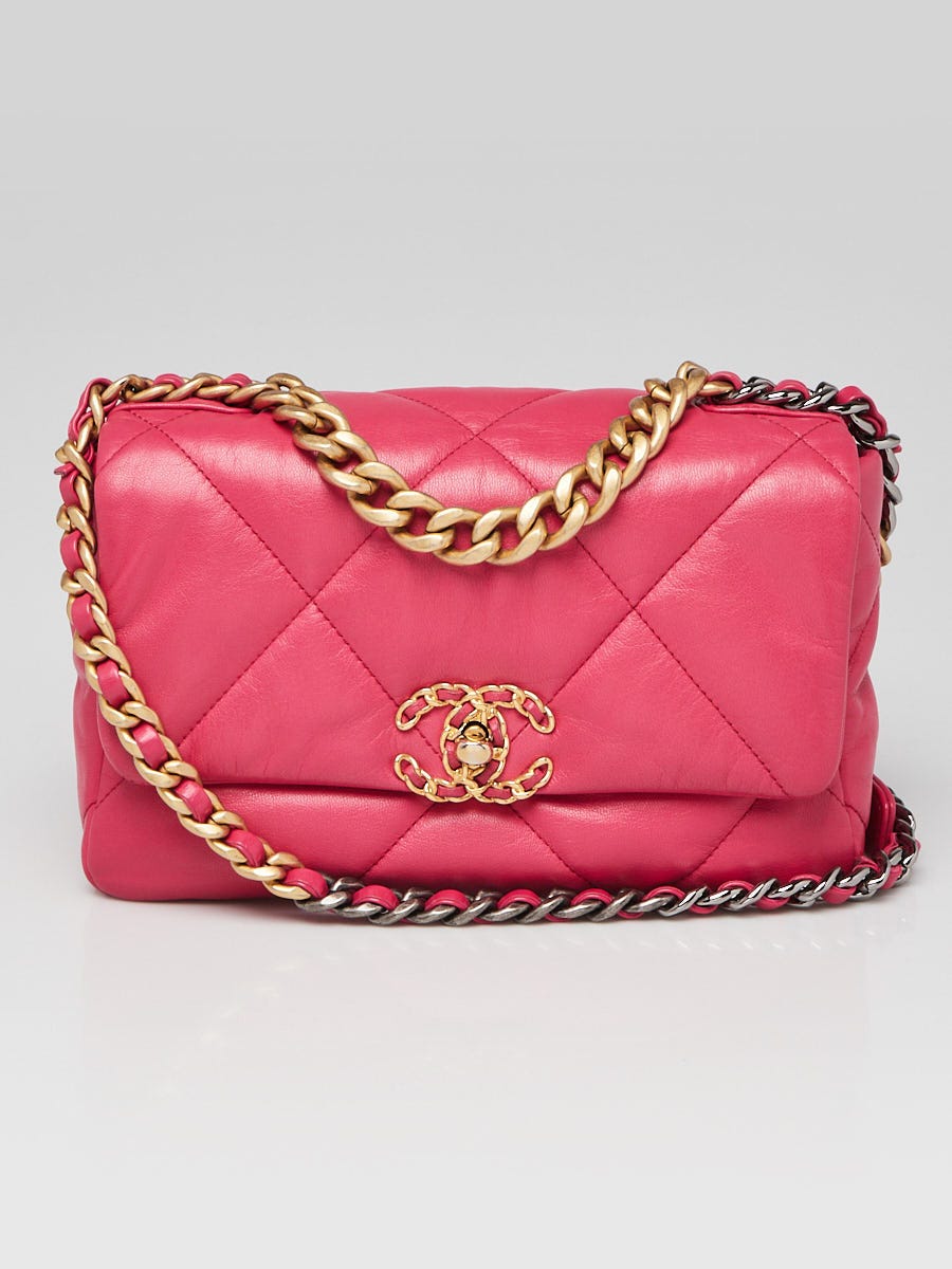Chanel Hot Pink Quilted Leather Chanel 19 Small Flap Bag