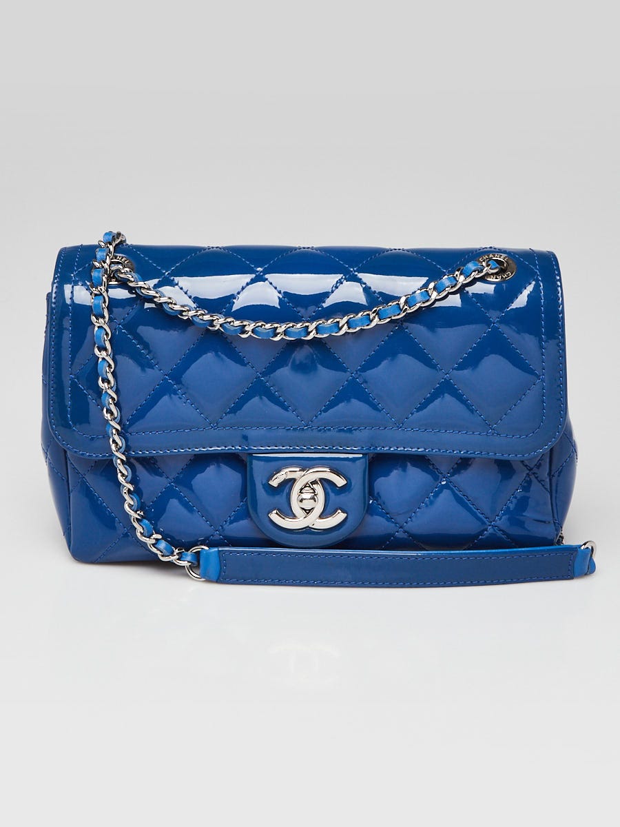 Chanel Blue Quilted Patent Leather Coco Shine Small Flap Bag | Yoogi's ...