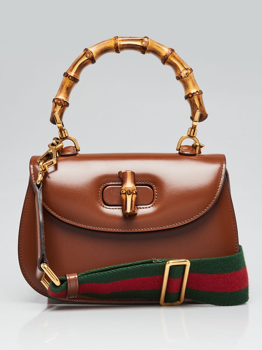 Gucci Brown Leather 1947 Bamboo Small Top Handle Bag