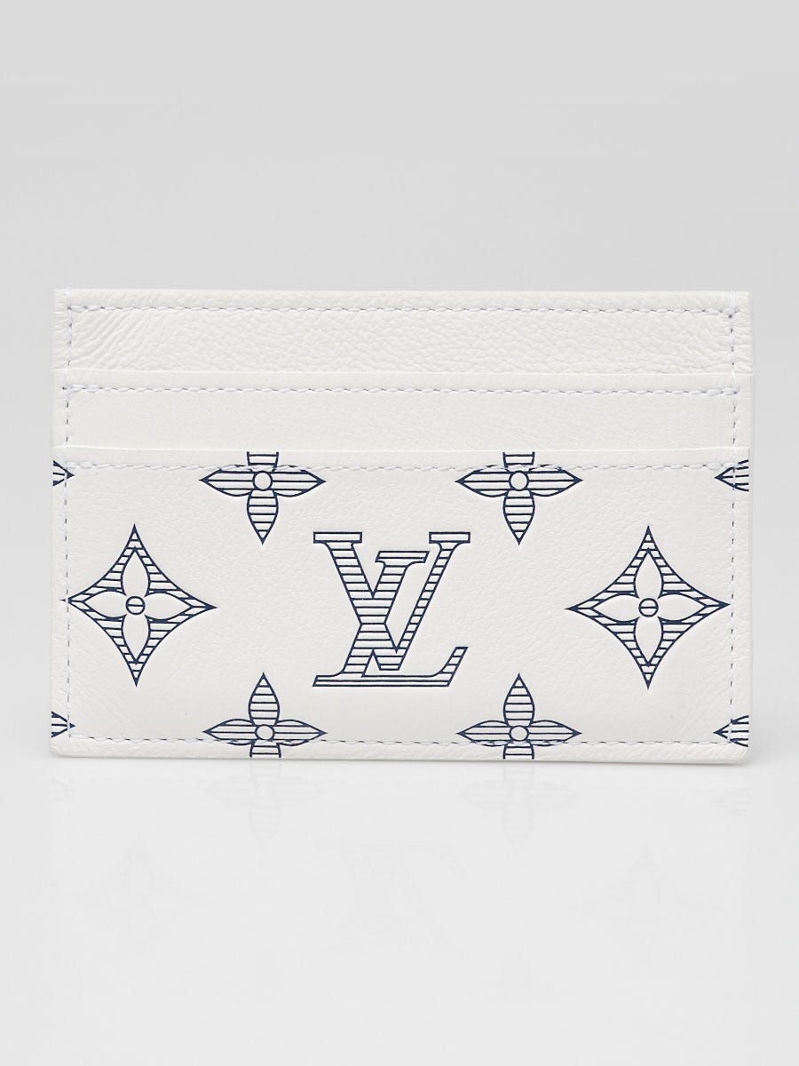 Louis Vuitton Blue/White Leather Monogram Double Card Holder