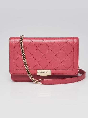 Chanel Pink Quilted Calfskin Leather WOC Clutch Bag