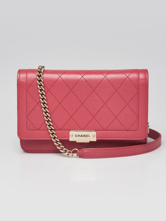 Chanel Pink Quilted Calfskin Leather WOC Clutch Bag