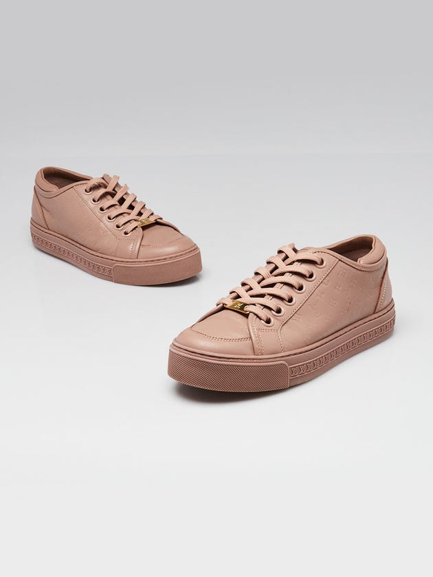 Louis Vuitton Beige Embossed Leather Low Top Sneaker Size 5.5/36