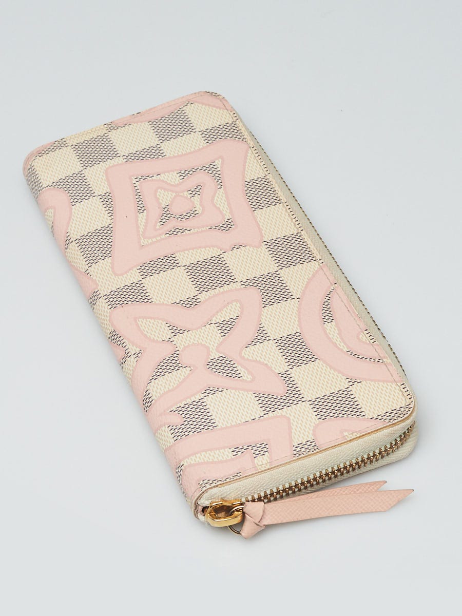 Louis Vuitton Damier Azur Tahitienne Rose Clemence Zippy Wallet