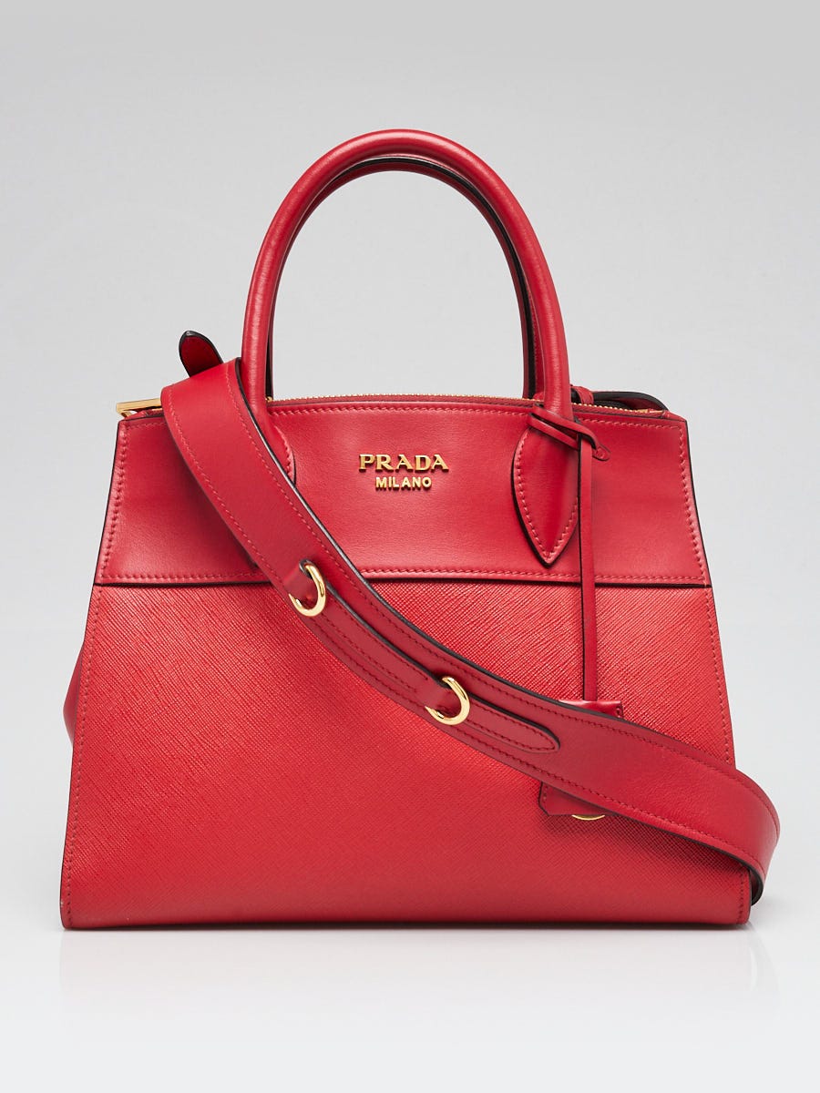 Prada Rosso Saffiano and City Calf Leather Paradigme Bag