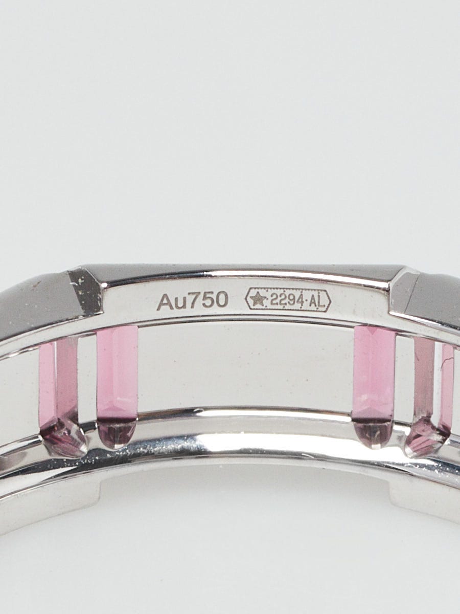 Gucci 18k White Gold and Rubellite 7mm Link to Love Ring