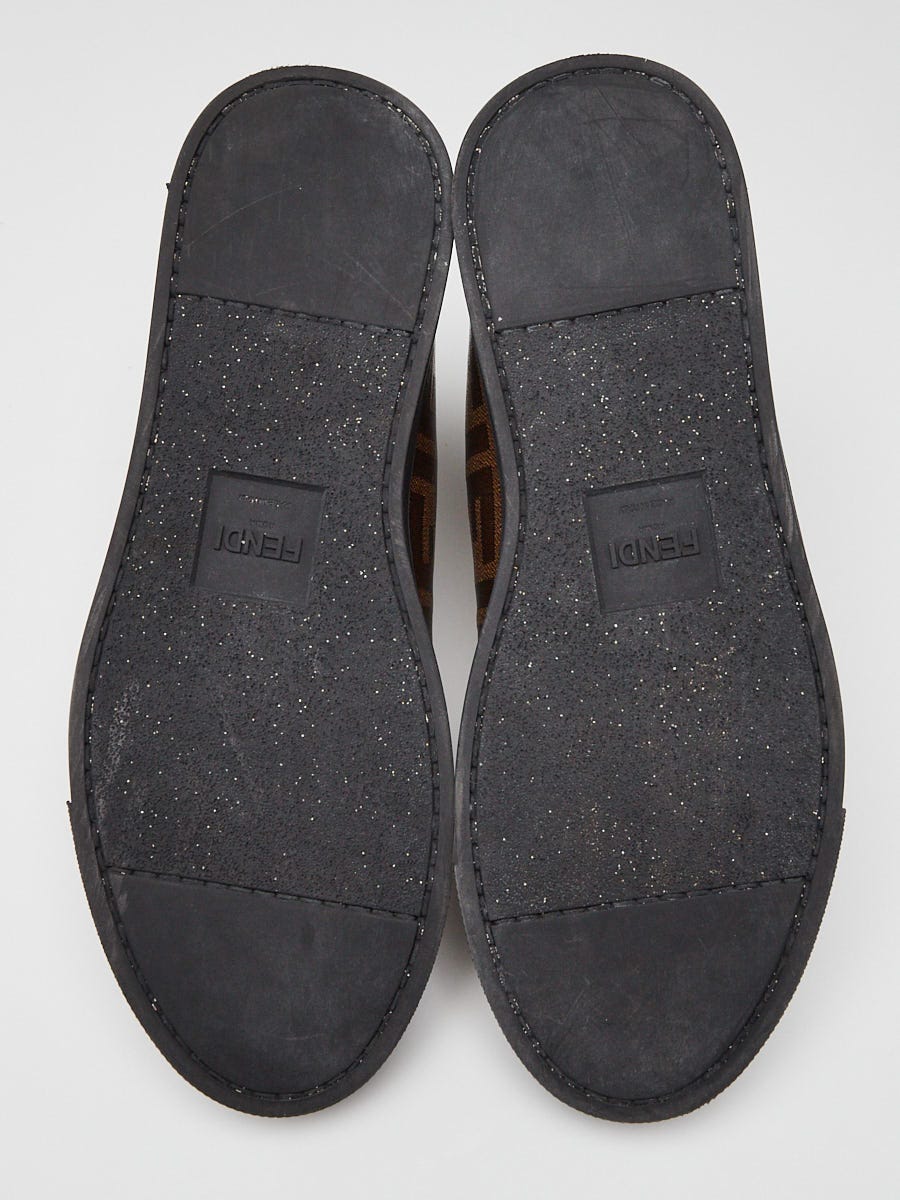 Fendi Tobacco Zucca Coated Canvas Lace-Up High Top Sneakers Size 5.5/36