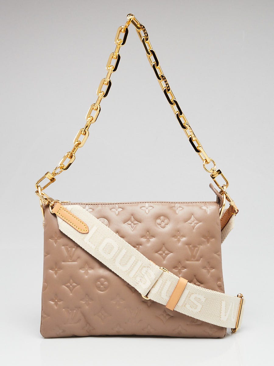 Louis Vuitton Taupe Monogram Embossed Lambskin Leather Coussin PM Bag |  Yoogi's Closet