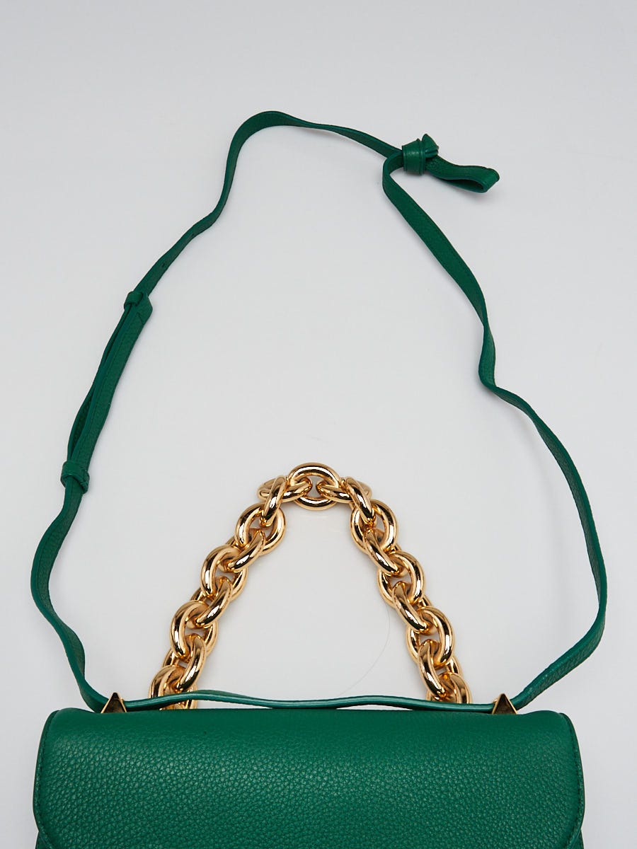 Bottega Veneta Jungle Green Leather Mount Chain Small Bottega Veneta Jungle Green Leather Mount Chain Small