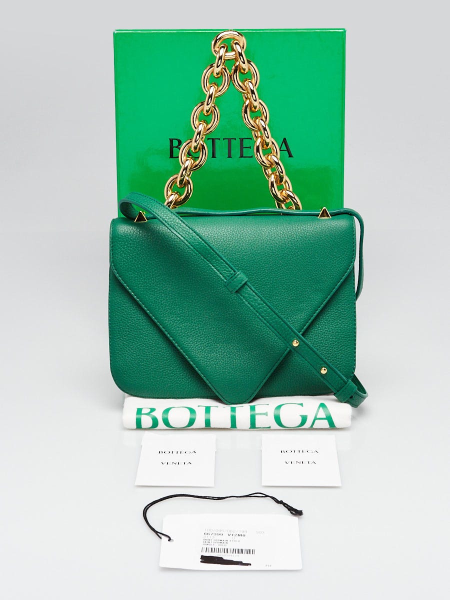 Bottega Veneta Jungle Green Leather Mount Chain Small