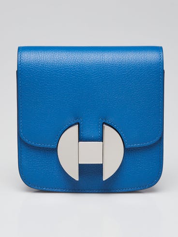 Hermes Bleu Zellige Evercolor Leather Palladium Plated 2002 Wallet