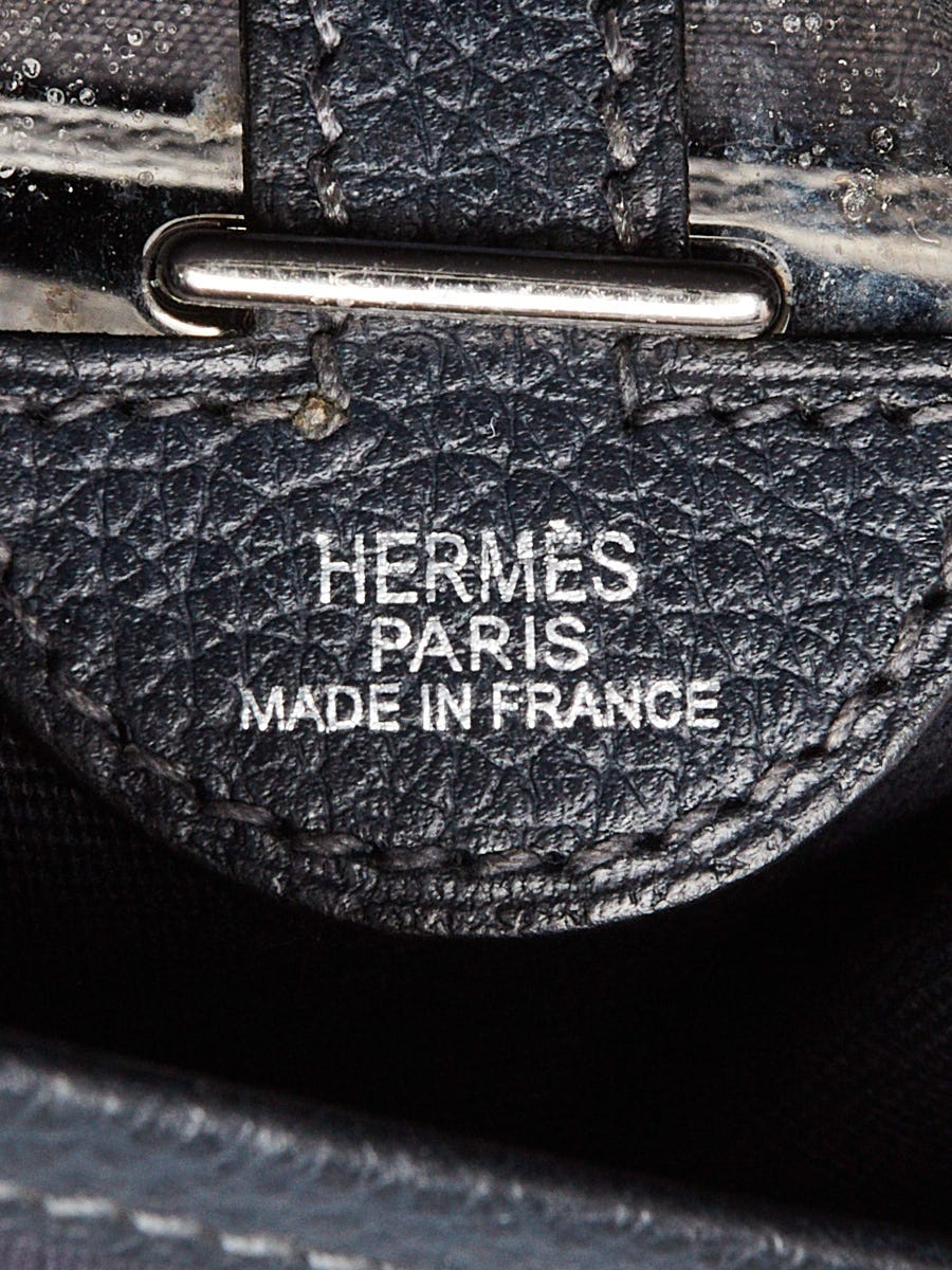 Hermes Blue France Vache Ligee Leather and Toile Sac Colorado MM