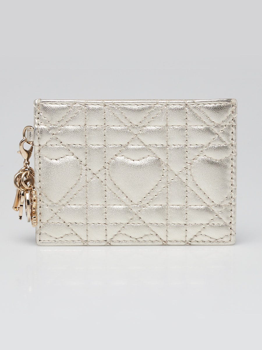 Christian Dior Gold Metallic Lambskin Cannage Leather DiorAmour