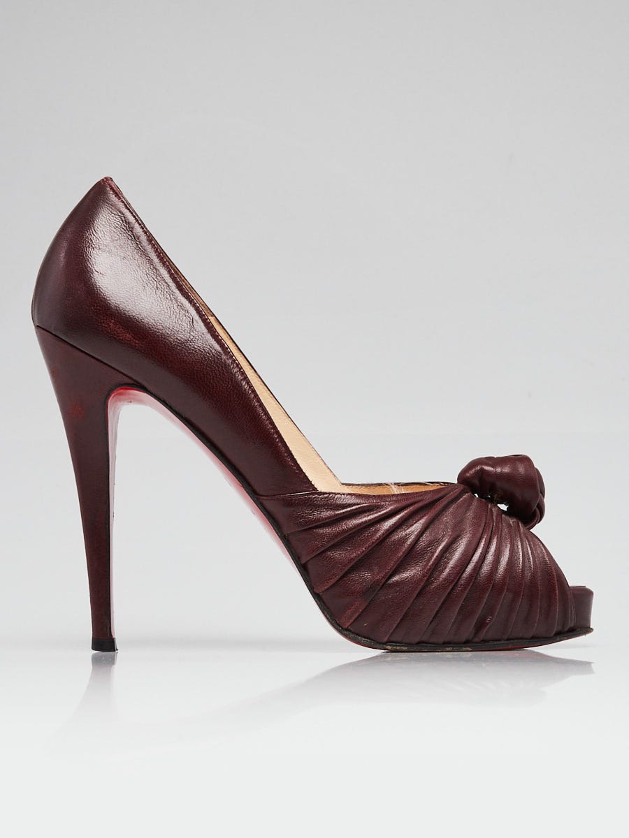 本当に信頼出来る店 Christian Louboutin Bordeaux Leather Lady Gres Pumps Size 靴